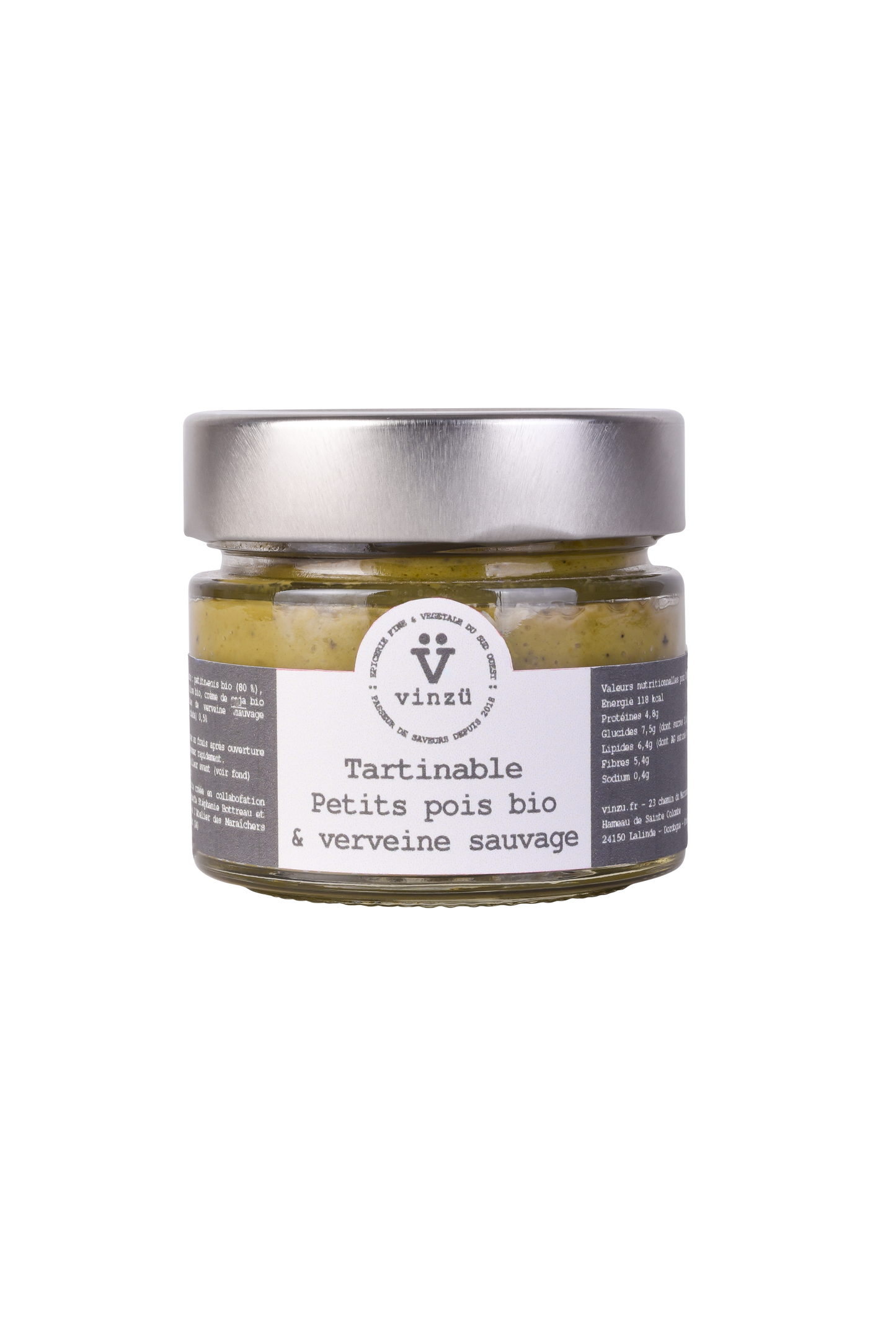 Vinzü - Tartinable petits pois bio et baies de verveine sauvage: 150g