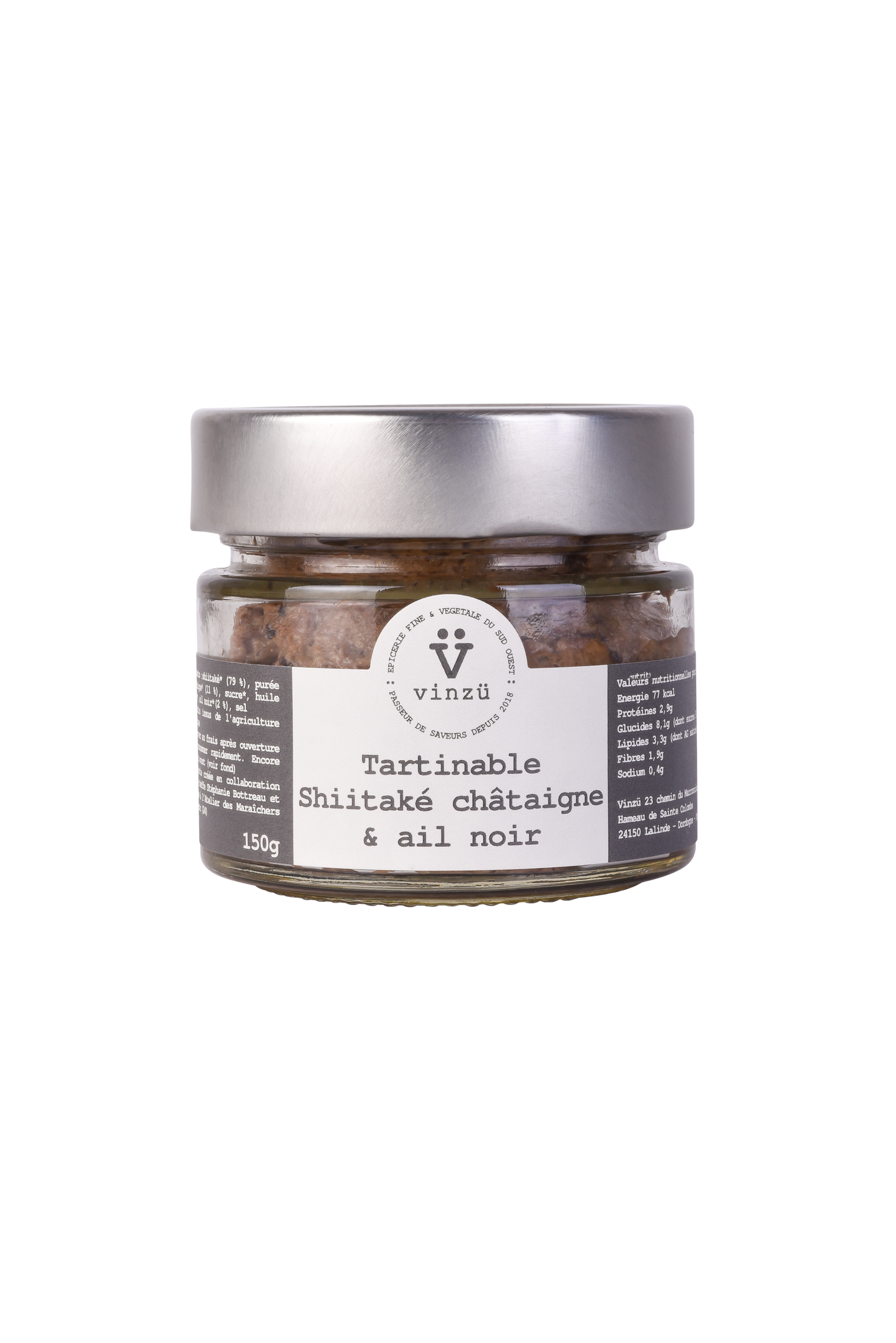 Vinzü - Tartinable Shiitake, châtaigne ail noir bio: 150g